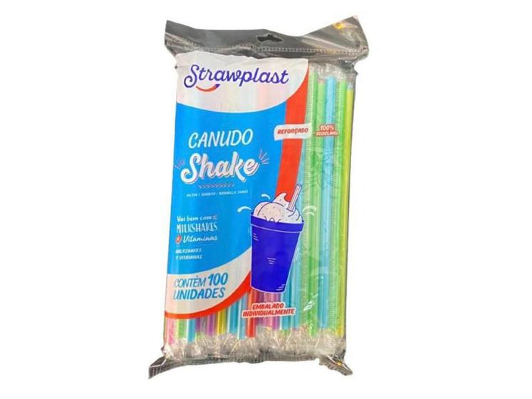 Imagem de Canudo Colorido Para Milk Shake Strawplast 100 Unidades.