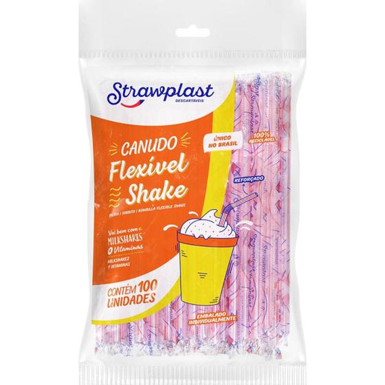 Imagem de Canudo Flexível Milk Shake Reforçado 8mm 200 Unidades