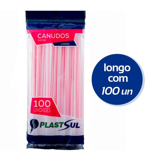 Imagem de Canudo Longo Sachê com 100 unidades
