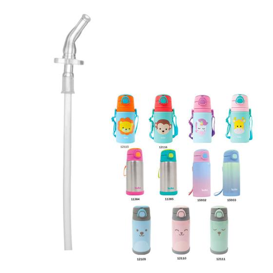 Imagem de Canudo Reposição Buba para Garrafinha Térmica Infantil Divertida para Escola  Parede dupla em aço Inoxidável Base antideslizante Buba Lancheirinha