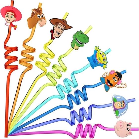 Imagem de Canudos Reutilizáveis Lilo & Stitch, Winnie, Mickey, Toy Story, Princesas e Homem-Aranha (6 ou 12 Unidades)