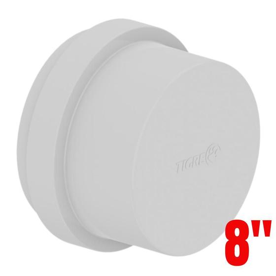 Imagem de Cap Tampão Esgoto Soldável PVC Branco Para Tampar Canos E Tubos Água Fria 8” Polegadas 200mm Tigre