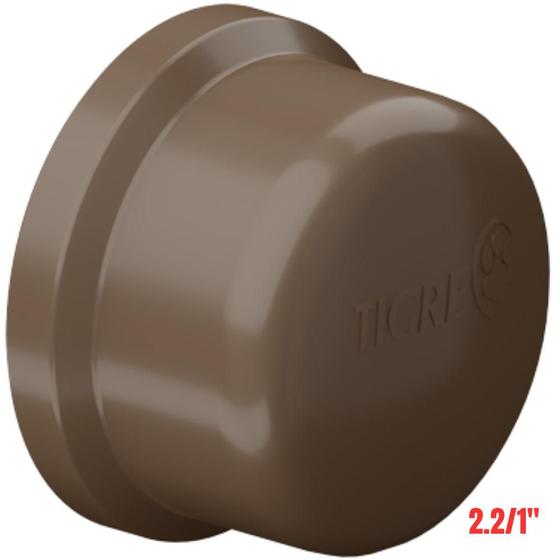 Imagem de Cap Tampão Soldável PVC Marrom Para Tampar Canos E Tubos De Água Fria 2.1/2” Polegada 75mm Tigre