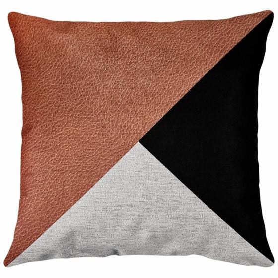 Imagem de Capa Almofada Linho Tribal Geometrias Terracota Preto 43x43