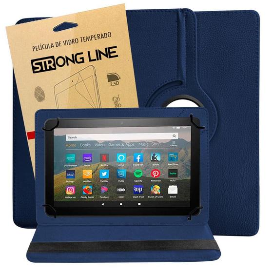 Imagem de Capa Amazon Fire HD8 Tablet 8 Polegadas Case Giratória Anti Impacto Durável + Pelicula de Vidro