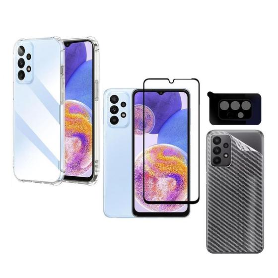 Imagem de Capa Anti Impacto + Pelicula de Vidro 3D + Pelicula de Camera Traseira + Carbono para Galaxy A23 4G