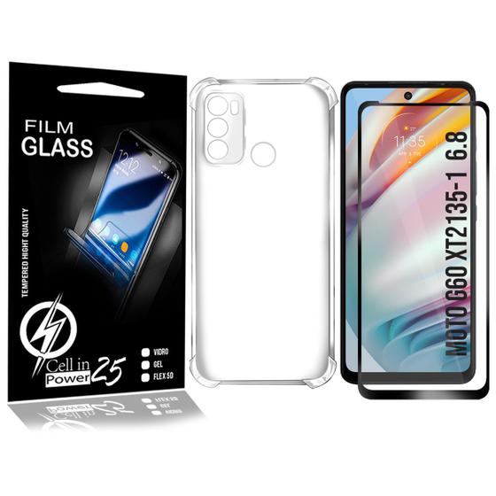 Imagem de Capa Anti Impacto + Película Full 3d NOVO Motorola Moto G60 XT2135-1 6.8