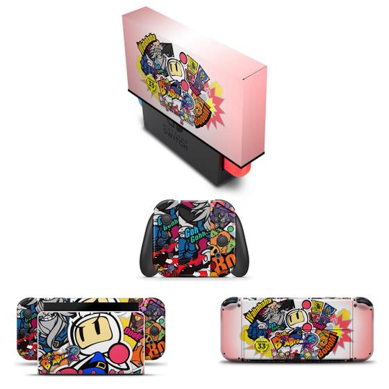 Imagem de Capa Anti Poeira e Skin Compatível Nintendo Switch Oled - Bomberman