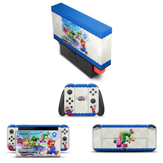 Imagem de Capa Anti Poeira e Skin Compatível Nintendo Switch Oled - Super Mario Bros. Wonder