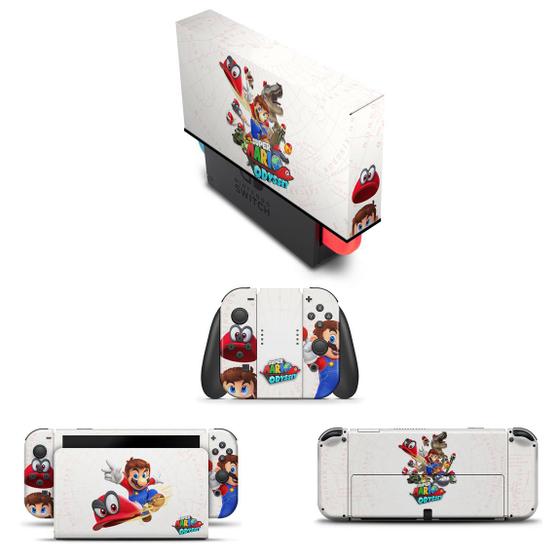 Imagem de Capa Anti Poeira e Skin Compatível Nintendo Switch Oled - Super Mario Odyssey