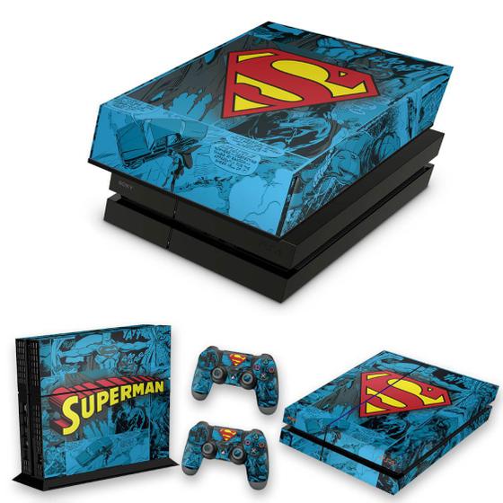 Imagem de Capa Anti Poeira e Skin Compatível PS4 Fat - Super Homem Superman Comics