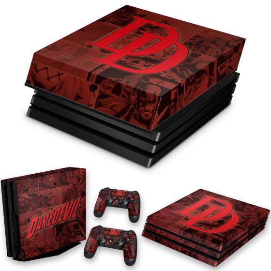 Imagem de Capa Anti Poeira e Skin Compatível PS4 Pro - Daredevil Demolidor Comics