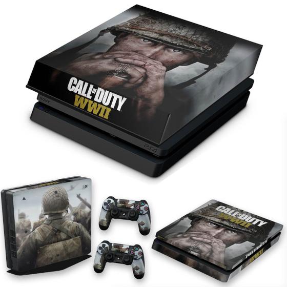 Imagem de Capa Anti Poeira e Skin Compatível PS4 Slim - Call Of Duty Ww2