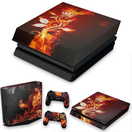 Imagem de Capa Anti Poeira e Skin Compatível PS4 Slim - Fire Flower