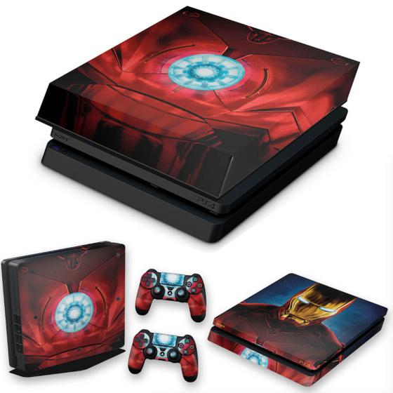 Capa Anti Poeira e Skin Compatível PS4 Slim Iron Man Homem De Ferro