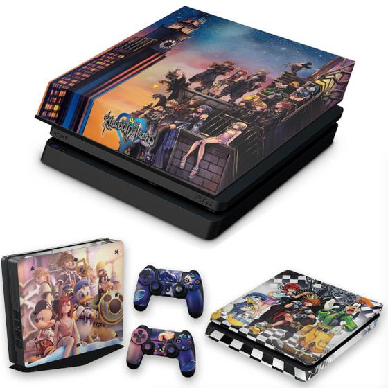 Imagem de Capa Anti Poeira e Skin Compatível PS4 Slim - Kingdom Hearts