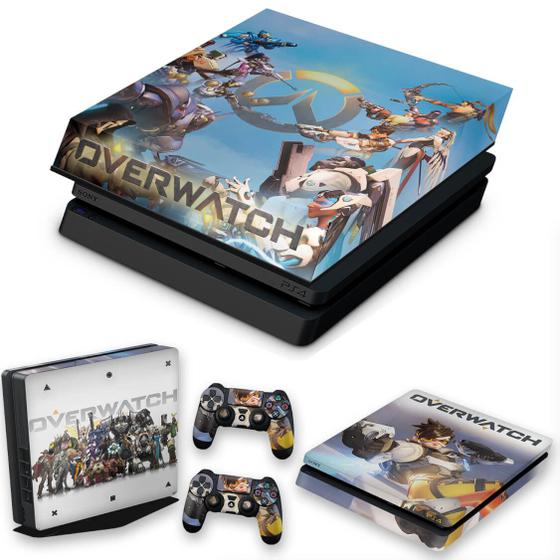 Imagem de Capa Anti Poeira e Skin Compatível PS4 Slim - Overwatch