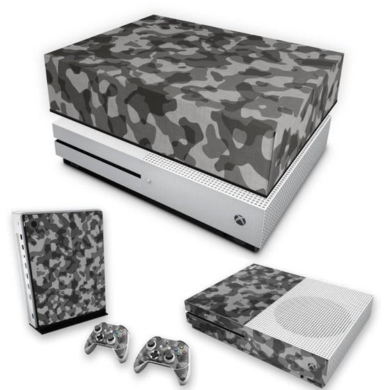 Imagem de Capa Anti Poeira e Skin Compatível Xbox One S Slim - Camuflagem Cinza