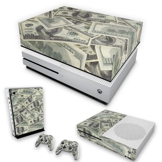 Imagem de Capa Anti Poeira e Skin Compatível Xbox One S Slim - Dollar Money Dinheiro