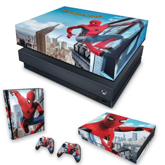 Imagem de Capa Anti Poeira e Skin Compatível Xbox One X - Homem Aranha - Spiderman Homecoming
