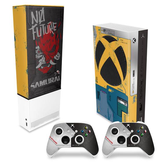 Imagem de Capa Anti Poeira e Skin Compatível Xbox Series S Vertical  - Cyberpunk 2077 Bundle