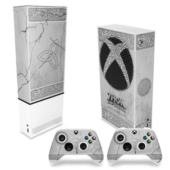 Imagem de Capa Anti Poeira e Skin Compatível Xbox Series S Vertical  - Mjolnir Thor Amor e Trovão