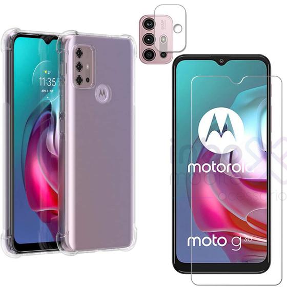 Imagem de Capa Anti Queda Moto G30 Tela 6.5 + Pelicula Vidro + Camera