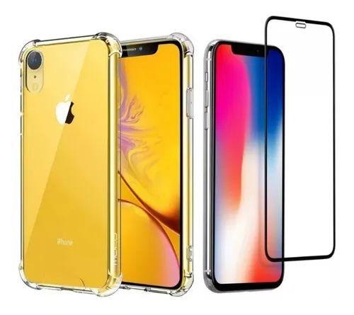 Imagem de Capa Anti Queda + Pelicula Vidro P/ iPhone 6 7 8 X Xr Xs Max