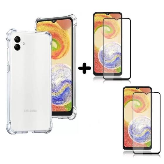 Imagem de Capa Anti Queda Transparente + 2x Películas de Vidro 3D para Samsung Galaxy A04