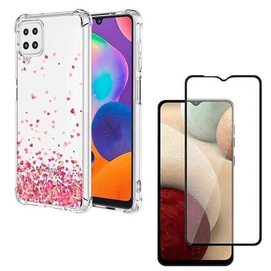 Imagem de Capa Anti Quedas Corações Galaxy A12 + Película de Vidro 3D Tela