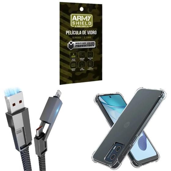Imagem de Capa Antishock Para Moto G24 + Cabo Tipo-C 4 Em 1 + Pelicula