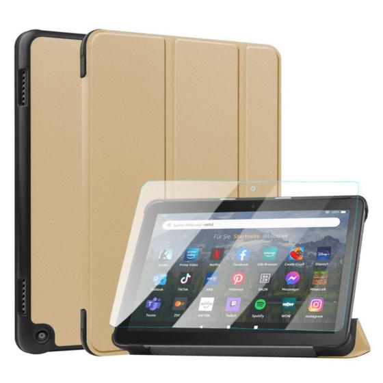 Imagem de Capa Auto Sleep Para Tablet Fire Hd 8 R2Sp8T + Vidro