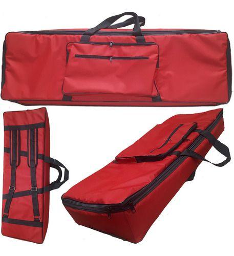 Imagem de Capa Bag  Para Piano Casio Px720 Master Luxo Nylon Vermelho  Carbon