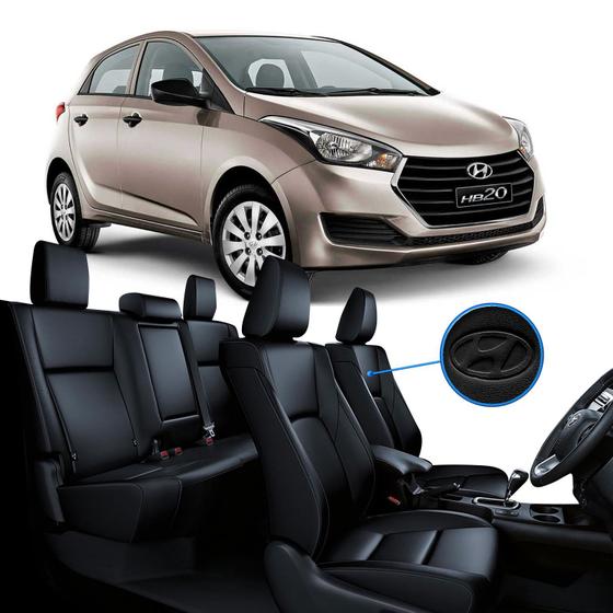 Capa Banco Couro Preto Hyundai HB20 HB20S 2013 a 2019 Eco Capas