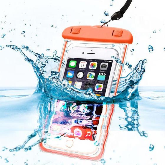 Imagem de Capa Bolsa A Prova Dágua Impermeável Universal Para Celular - Laranja