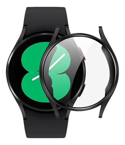 Capa Bumper Preto Com Película 9d Para Galaxy Watch 4 44mm Menor preço em Capa Bumper Preto Com Película 9d Para Galaxy Watch 4 44mm