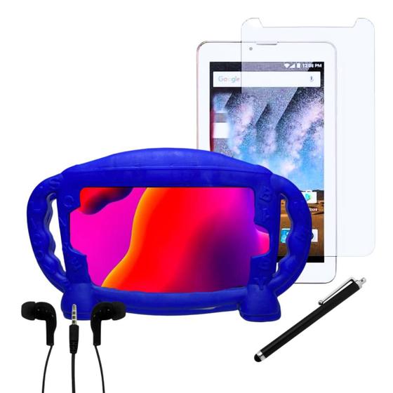 Imagem de Capa c/ alça infantil + Película Vidro p/ Tablet Twist Tab 7 polegadas + Kit