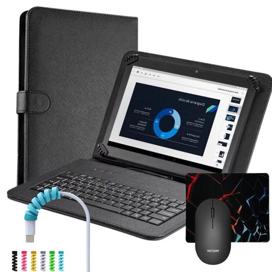 Imagem de Capa c/ Teclado + Mouse Bluetooth p/Tablet Galaxy Tab S9 FE