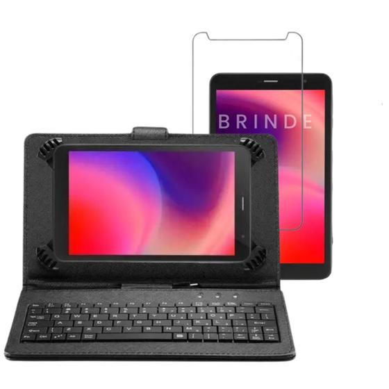 Imagem de Capa c/ Teclado  p/ Tablet M8 Wi-Fi M8 4G M8 4G Go Edition + Película Adaptável