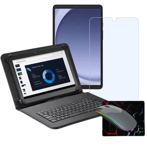 Imagem de Capa c/ Teclado P/ Tablet Samsung Galaxy A9 tela 8.7 + Mouse Bluetooth
