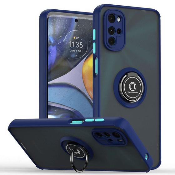 Cover Compatibile con Motorola Moto G13,Protezione Fotocamera Slidable Custodia Antiurto Case Anello Supporto Silicone Custodie,Blu