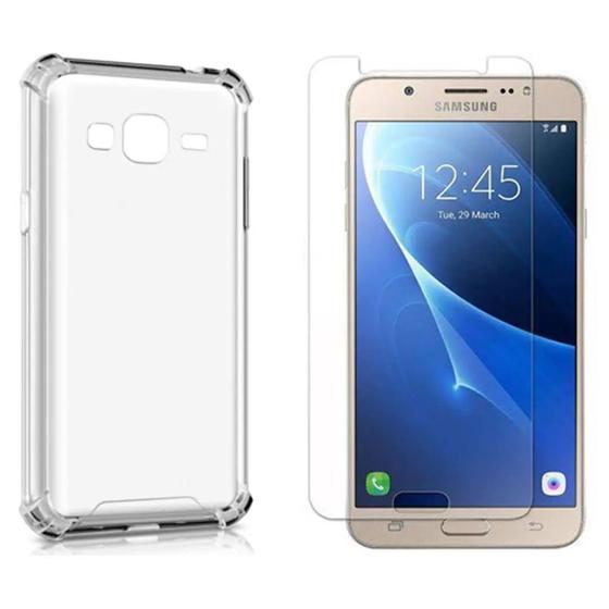 Imagem de Capa Capinha Anti Impacto Transparente Samsung Galaxy J7 + Película de Vidro Temperado