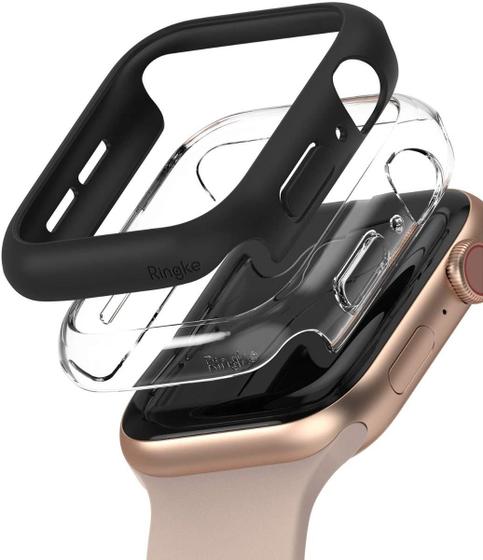 Imagem de Capa Capinha Apple Watch 6 /se/5/4 (44mm) Ringke - 2xunids (Transparente+Preto)