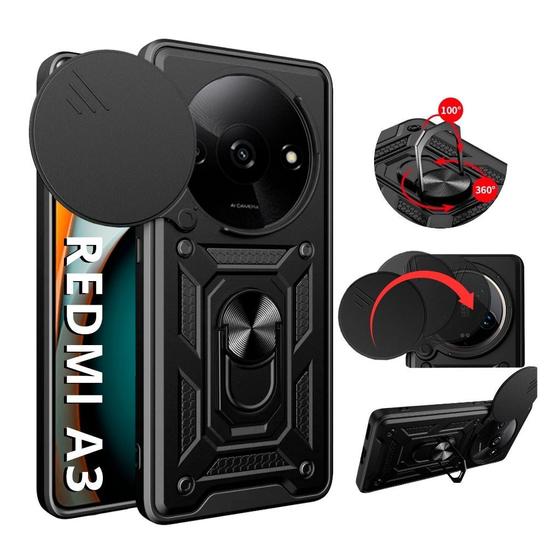 Imagem de Capa Capinha Armor Anti Choque Militar Ring Luxo Para Redmi A3 - Protetora