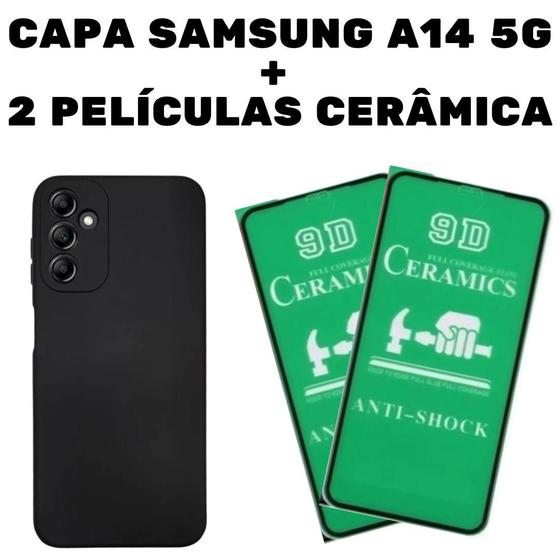 Imagem de Capa Capinha Aveludada + 2 Películas Cerâmica Celular Samsung A14 5G