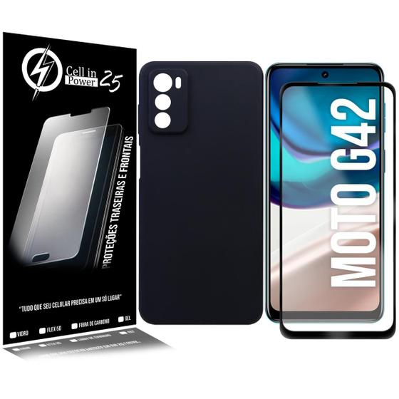 Imagem de Capa Capinha Aveludada Compatível Moto G42 XT2233 6.4 + P Vidro Full 3d - Cell In Power25