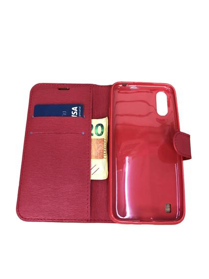 Imagem de Capa capinha carteira compatível A01 com porta cartão e notas