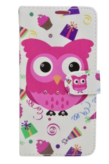 Imagem de Capa Capinha Carteira Para Galaxy LG X Power Flip Case Coruja Strass Brilho