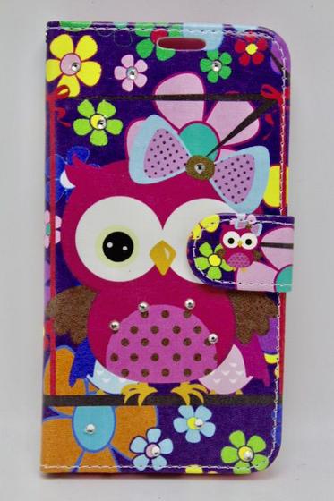 Imagem de Capa Capinha Carteira Para Galaxy LG X Power Flip Case Coruja Strass Brilho