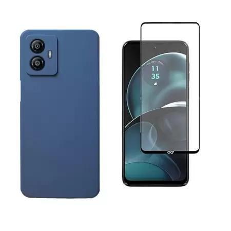 Imagem de Capa Capinha Case Aveludada + Pelicula de vidro 3D para Moto G14 Cor Azul